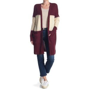 NEW Sanctuary Shaker Stitch Long Sleeve Open Front Color Block Cardigan XS